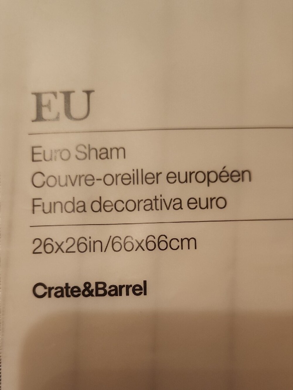 Linen Euro Sham Warm White With Grey Pinstripes BRAND NEW